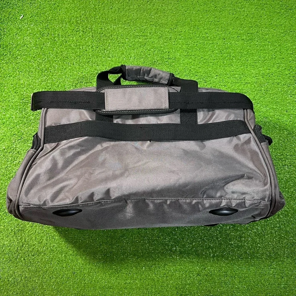 LONDON FOG Duffel Bag Canvas Travel Carry-On Gym Tote Luggage Pinstripe